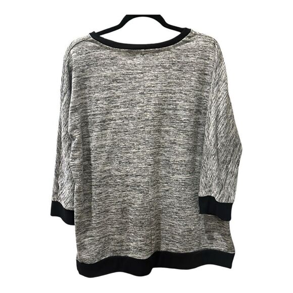 Liz Claiborne weekend Womens Long Sleeve Stretch GrayBlack and Gray V-Neck - Picture 2 of 8